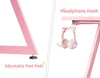 Pink 140cm L Shaped Gaming Desk with LED Lights, Monitor Stand & Shelves