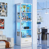 Display Cabinets with Glass Doors & RGB Lights,4 Tier Curio & 1 Drawer Blutpzktw
