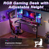 Oversized Large Gaming Desk Metal Frame Computer Table with Cable Tray Hook Hold