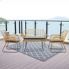 Rattan Garden Furniture Set Sofa Chairs Glass Table Wicker Grey Cushions 4PCS