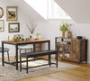 Stylish Sideboard with Adjustable Shelves, Rustic Brown and Ink Black Finish