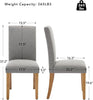 Set of 2 Modern Fabric Upholstered Dining Chairs, Curved Backrest+Solid Wood Leg