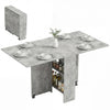 Mobile Drop Leaf Dining Table Folding Desk w/ 2 Wheels Cement Grey