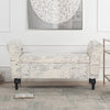 Vintage Printed Upholstered Storage Ottoman Bench Bed End Window Seat w/ Armrest