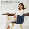Upholstered Kitchen Chairs Set of 2 with Woven Backrest, Dark Blue