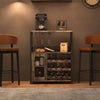 Modern 3Tier Bar Cabinet with Removable Rack & Mesh Door,Adjustable Shelves
