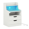 Modern Storage Dresser 2-Drawer Bedside Table with Open Shelf-White