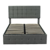 UPHOLSTERED OTTOMAN BED 4FT6 DOUBLE BED FRAME WITH STORAGE, VELVET FABRIC GREY