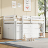Kids Wooden Cabin Bed Mid Sleeper with Pull-out Desk, Cabinet, Drawers & Shelves