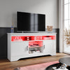 White TV Stand Cabinet Unit High Gloss Storage Doors with RGB LED 135cm Cupboard