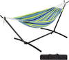 Double Hammock with Steel Stand, 350 lb Capacity, Portable In/Outdoor Carry Bag