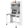 Computer Desk with Foldable Desktop and Storage Shelves, Study Table, White
