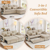3-in-1 Chenille Sectional Sleeper Sofa Bed with Reversible Storage Chaise, USB