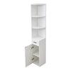Wood Storage Corner Floor Standing Cabinet with Doors and Shelves Slim Bookshelf