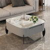 Coffee Table with Drawer Side Table High Gloss White Stone Living Room Furniture