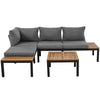 4 Seater Garden Furniture, Sectional L-Shaped Corner Sofa Set with Table, Grey