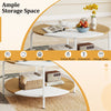 80cm Circle Tea Table Wooden Accent Table with Metal Frame