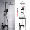 Exposed Shower Taps Mixer Valve Black Bathroom Square Twin Head Bar Shower Set