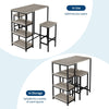 3pcs Dining Table Set w/ 2 Bar Stools,Small Kitchen Table&Storage Shelves Flat