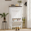 Shoe Cabinet with 2 Flip Drawers, Narrow Shoe Storage Cabinet, White