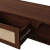 Solid Wood & Rattan TV Stand - Natural Style Cabinet with Doors & Drawers UK