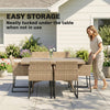 7 Piece Rattan Garden Furniture Set, Garden Dining Set with Wood-Plastic Table