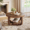 Round Coffee Table, 2-Tier Wooden Circle Center Coffee Table with Thick Tabletop