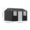 Garden Shed Apex Roof 12x10T Metal With Double Windows Storage House for Tool UK