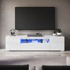 200cm High Gloss White TV Stand Cabinet Unit Doors Storage with RGB LED Cupboard