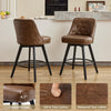 2 pack Swivel Bar Stools 26 inch Linen Counter Chairs Tufted Back Wood Legs