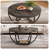 Round Coffee Table, 2-Tier Wooden Center Table w/ Storage Home Accent Table
