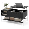 Lift Top Coffee Table Living Room Table w/ Storage Shelf-Black