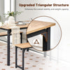 3-Piece Dining Table Set Industrial Breakfast Kitchen Table Set with 2 Benches