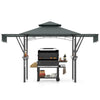 Outdoor Double-Tiered BBQ Canopy Shelter w/ 2 Shelves-Grey