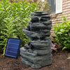 Solar Rock Cascading Fountain Outdoor Garden Water Feature LED Statue Decoration