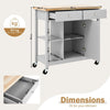 Mobile Kitchen Island Cart Rolling Kitchen Island w/ Rubber Wood Top (Grey)