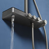 Square Thermostatic Shower Mixer Gunmetal Grey Rainfall Handset Knob Control