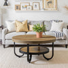 2-Tier Round Coffee Table for Living Room, 31.1-Inch Center Cocktail Tea Table