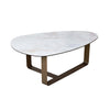 Coffee Table Marble Effect Glass Ceramic Top Gold Metal Frame Living Room Home