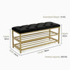 2-Tier Velvet Top Bamboo Gold Metal Shoe Rack Stand Shoe Storage Shelf Hallway