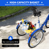 24 Inch Tricycle Adults Seniors Foldable 7 Speed 3 Wheels Bicycle with Basket UK