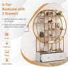6-Tier Gold Bookshelf 180cm Tall Metal Bookcase Modern Standing Display Shelf