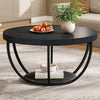32‘’ Round Coffee Table 2-Tier Circle Wood Accent Center Table for Living Room