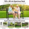 128CM Patio Bench Slatted Metal Garden Bench for 2-3 People Black