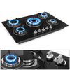 Gas Hob 5 burners, 77cm Black Tempered Glass Gas Hob with Cast Iron Supports