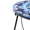 Mosaic Outdoor Side Table Round End Table Iron Accent Table Flower Plant Stand