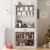 Kitchen Cabinet Hutch Storage Pantry with Microwave Stand Freestanding Buffet