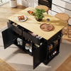 ROLLING KITCHEN ISLAND STORAGE CABINET CUPBOARD WITH DROP LEAF, SIDE RACKS BLACK