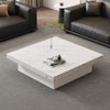 White Marble Look Coffee Table with Sliding Drawers, 90x90cm Square End Table