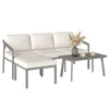 3 Piece Garden Dining Set, 3 Seater Outdoor Patio Furniture, Grey
